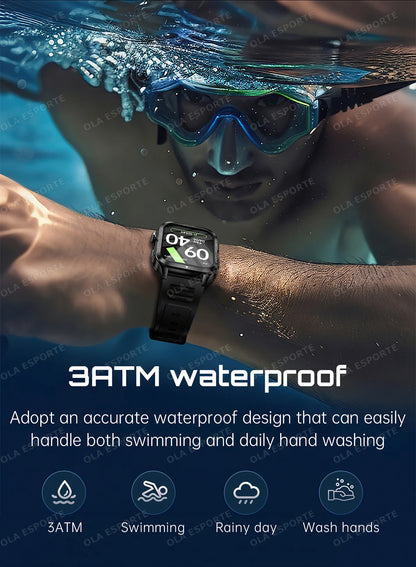 Smart Watch For Android IOS AMOLED Screen Bluetooth Call Fitness Clock 100+ Sports Modes Pedometer 880mAh Battery Men Smartwatch