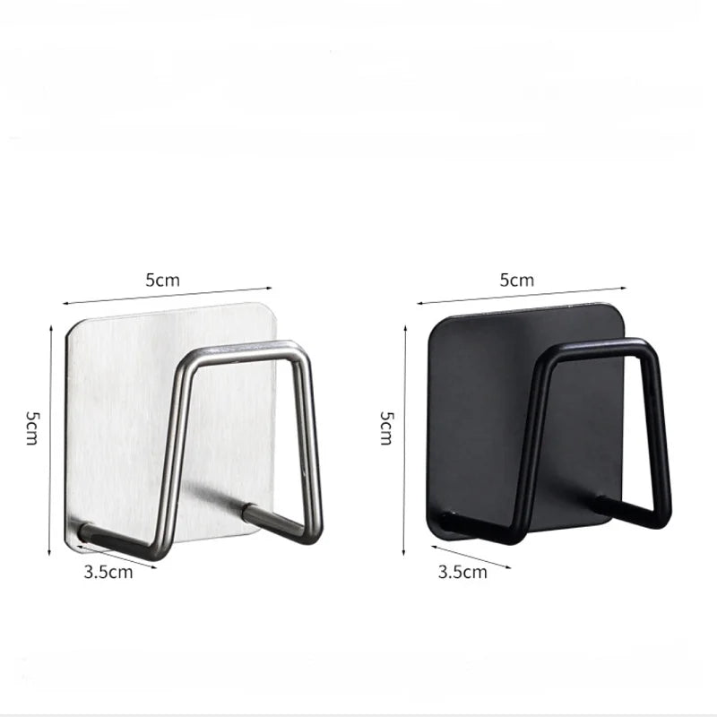 No-Drill Kitchen Sink Storage Rack Stainless Steel Sponge Holder Wall-Mounted Rag Hanger Wire Ball Drain Rack