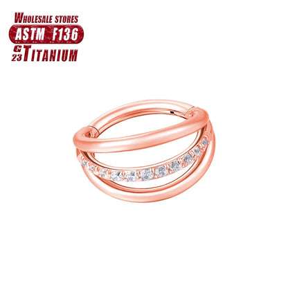 F136 Titanium Piercing Hinged Segment Hoops CZ Stone Nose Rings Ear Cartilage Tragus Helix Earrings Piercing Body Jewelry