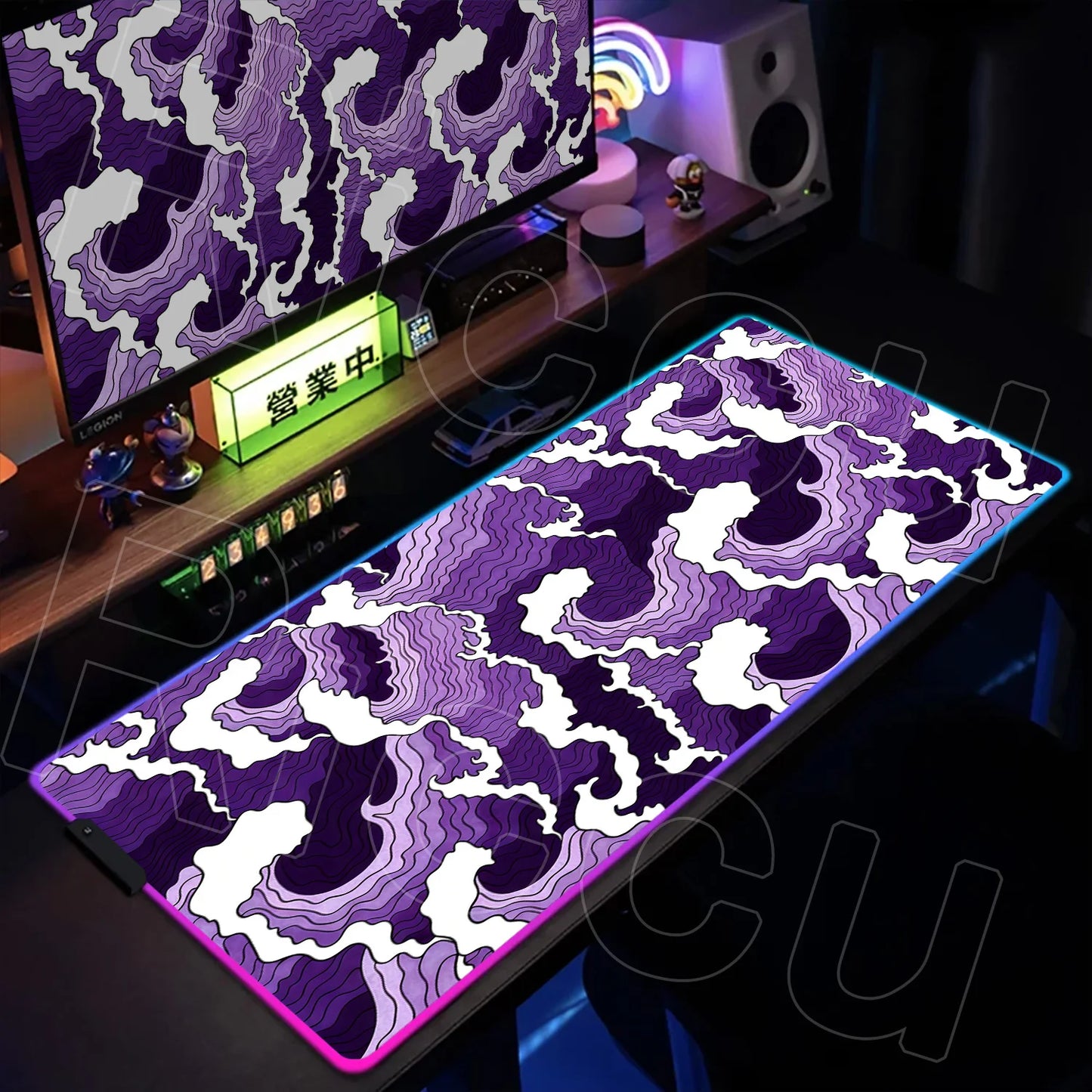 RGB HD Printing XXL Japanese style waves Mouse Pad Large Computer Office Game Table Rubber Gaming Mousepad expand LED Desk Mat