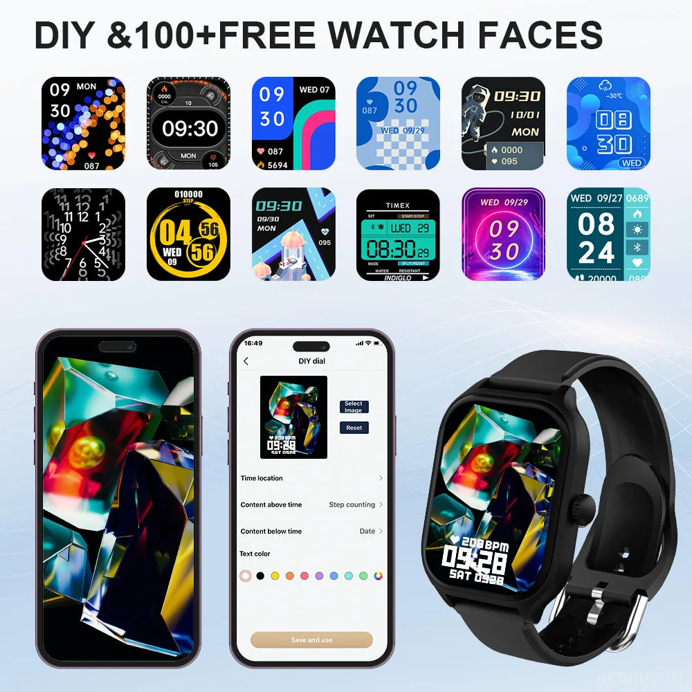 KESHUYOU New Smart Watch H9 Pro MAX 2.01-inch HD Display Bluetooth Call Message Alert Sports Mode Smartwatch For Men Women