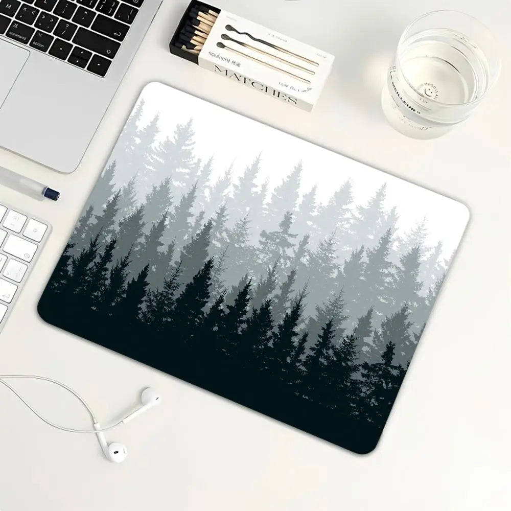 18x22cm Small-sized Gaming Mouse Pad, Black and White Jungle-style Design,laptop Office Pad, Suitable for Office,home,and Gaming