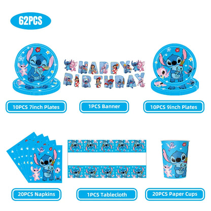 Stitch Party Supplies For Child Lilo And Stitch Birthday Party Decorations Balloons Banner Tablecloth Backdrop Tableware