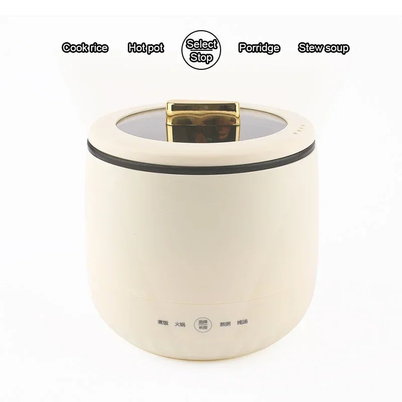 DMWD Multifunctional Electric Rice Cooker Hotpot Skillet Soup Porridge Stew Shabu Non-stick Ceramic Pot Food Meal Steamer Heater