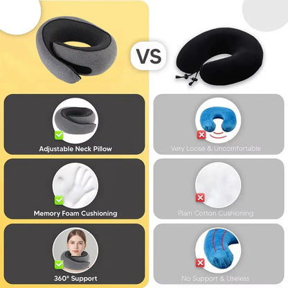 Portable Travel Neck Pillow Memory Foam U-shaped Pillow Snail Style 360 Degree Travel Neck Support Car,Office Sleep Pillow