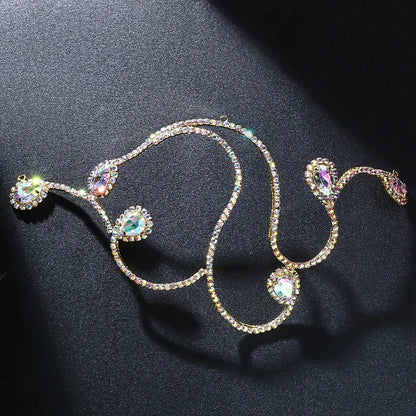 Elegant Belly Dance Headband Tiaras Water Drop Hair Accessories Fashion Women Colorful Rhinestone Headpiece Ballroom Jewelry