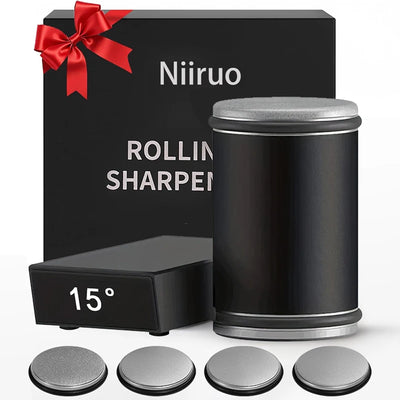 Niiruo Rolling Knife Sharpener Double Sided Diamond Sharpening Stone 15_20° Degree Magnetic Angle Roller Sharpening for Kitchen