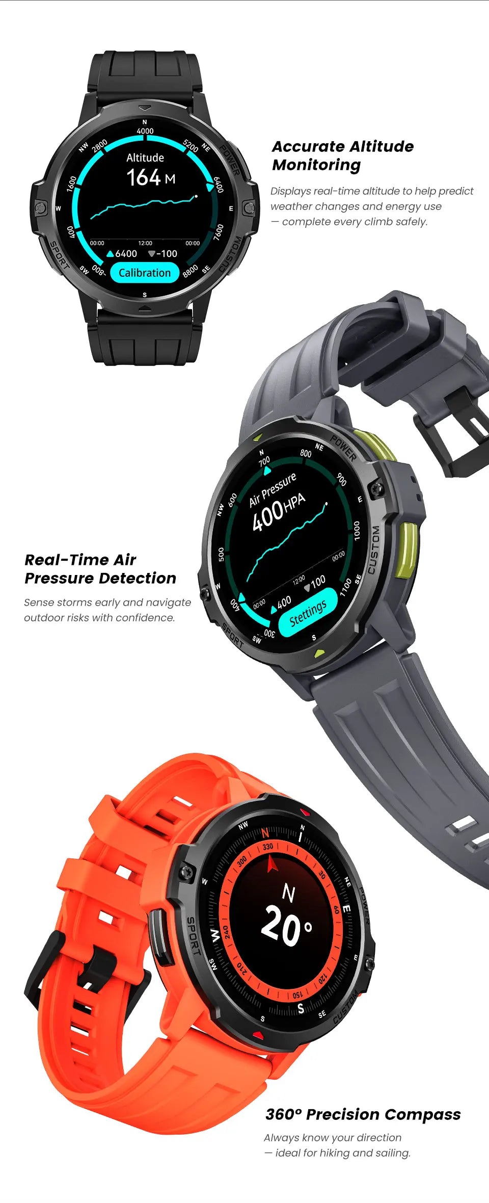 2025 NEW GPS Smart Watch 1.46'' AMOLED Display Built-in Compass Barometric Altimeter 5ATM 580mAh Battery Sports Smartwatch Men