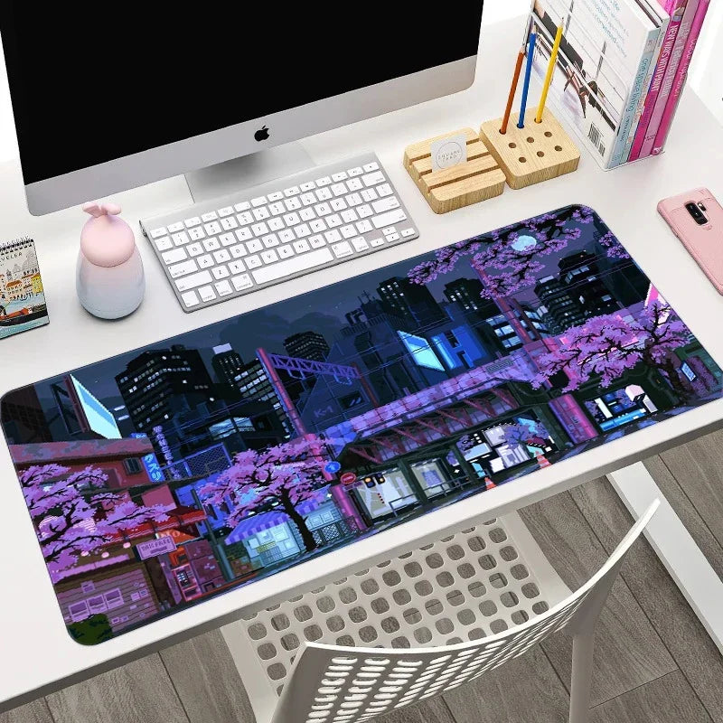 Sakura Japanese Street Anime Mouse Pad Gaming XL Home New HD Mousepad XXL Non-Slip Rubber Office Keyboard Carpet Laptop Mice Mat