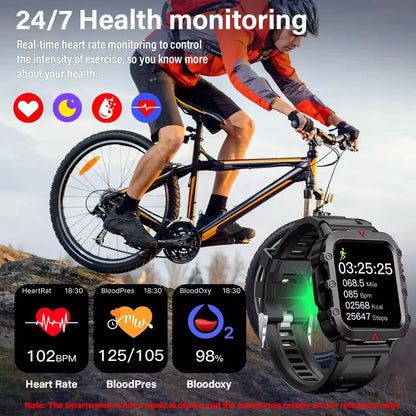 Smart Watch With Flashlight Function, Wireless Calls, Health Monitor，Message Reminders, Suitable For Iphone And Android Phones