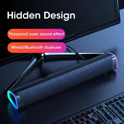 2.1 Channel Soundbar with Subwoofer, Bluetooth 5.0 Speaker System for TV/PC, USB Powered Stereo Bass HD Audio for Laptop/Macbook