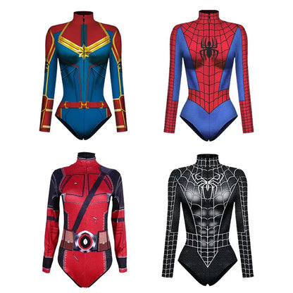 Spiderman Swimsuit for Women One-piece Swimsuits Superhero Jumpsuit The Amazing Spider-Man Cosplay Costumes T Shirts Bodysuit