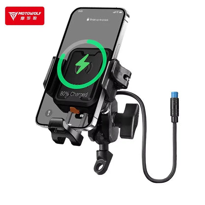 MOTOWOLF Motorcycle Riding Shock-Absorbing Phone Holder Type-c Charger Adjustable Anti-Theft Quick Release Navigation Bracket