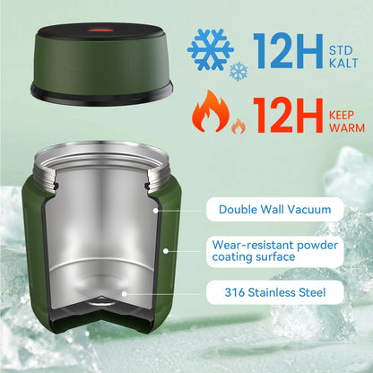 Fjbottle 500ml Food Thermos,  316 Stainless Steel Vacuum Insulated Food Jar With Spoon Kids Lunch Box