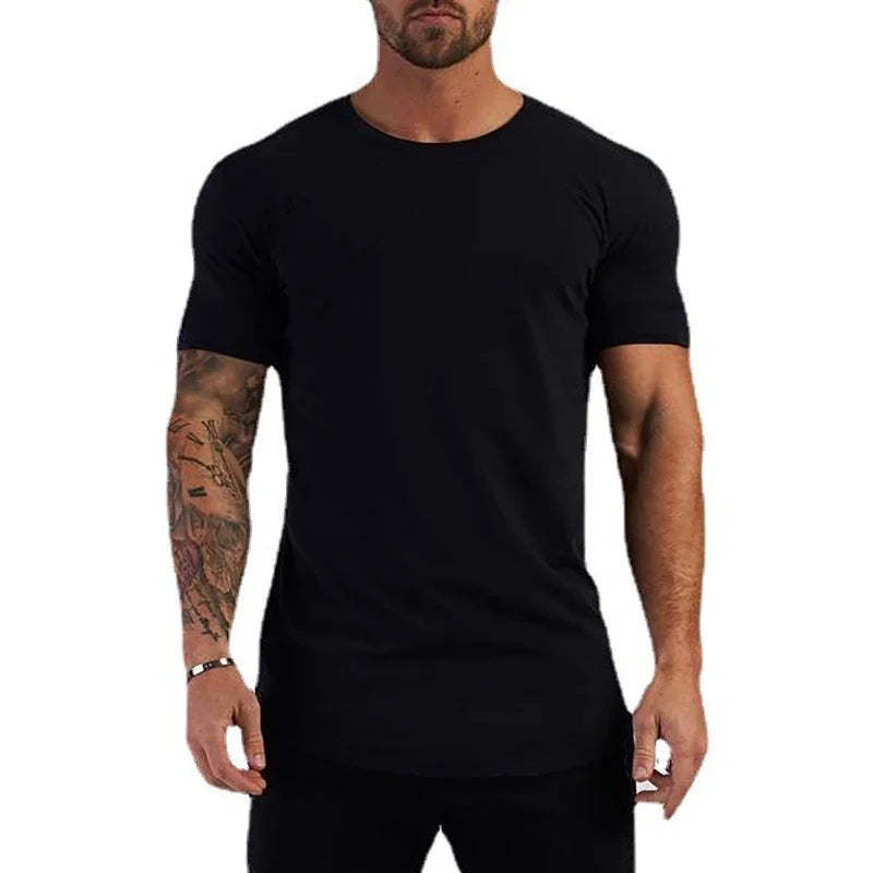 New Men's Casual Printed Short-sleeved Summer Cotton Moisture Wicking and Breathable T-shirt Outdoor Sports Fitness Top