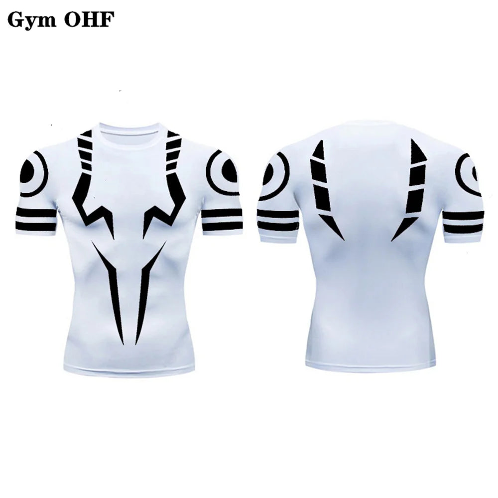 Anime Jujutsu Kaisen 3D Print Compression Shirts For Men Gym Running Workout Fitness Undershirt Athletic Quick Dry T-Shirt Tops