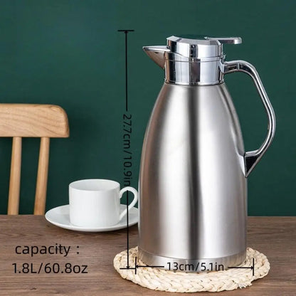 Large Capacity 1.8 Liter 304 Stainless Steel Vacuum Flask Insulated Teapot Coffee Kettle Jug Handle Travel Kettle Thermos Bottle