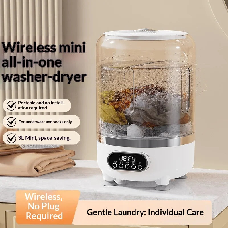 New USB Charging Washing Machine Portable Underwear Cleaner 3L Fully Automatic Socks Washing Machine Dehydratable Laundry Bucket