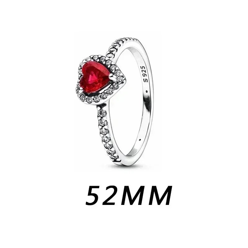 New 925 sterling silver heart-shaped earrings, rings, necklaces, pink red rainbow luxury set, sparkling charm jewelry,  gifts