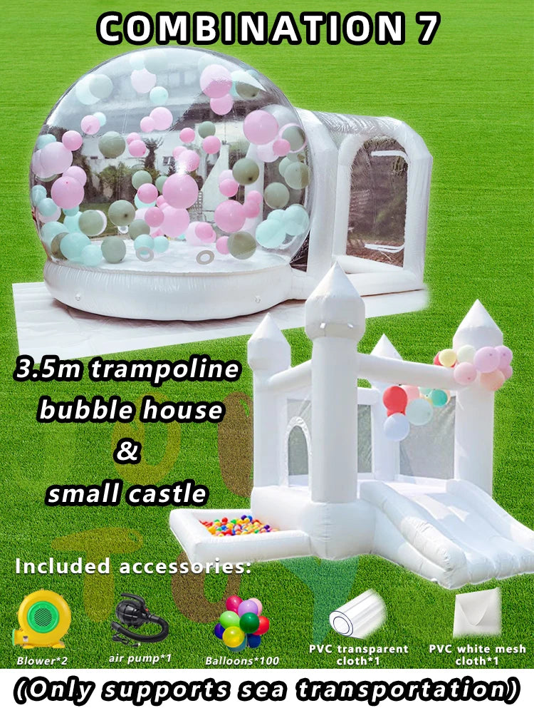 JOLLY TOYS Balloon Inflatable Bubble House with Trampoline and Transparent Dome PVC Material with Blower for Children Birthday