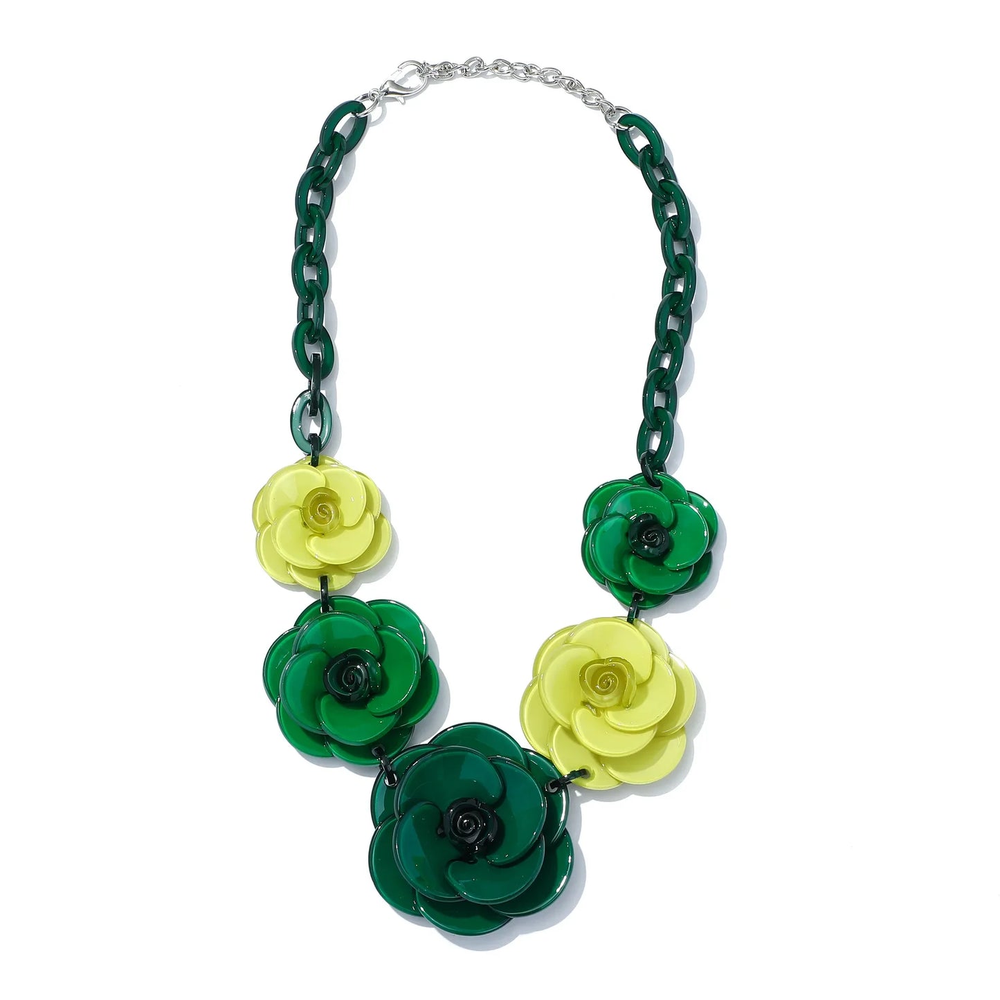 Blucome 2022 New Acrylic Flower Shape Necklace Female Exaggerated Clavicle Sweater Necklace Unique Women Girls Pendant  Jewelry