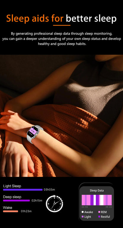 New Smart Watch For Men Women 2.01inch Large Screen Bluetooth Call LED Flashlight Sports Fitness Bracelet Waterproof Smartwatch