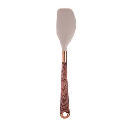 LMETJMA Silicone Kitchen Utensil Set 10 Pcs Cooking Utensil with Utensils Holder Wooden Pattern Handles Nonstick Cookware JT264