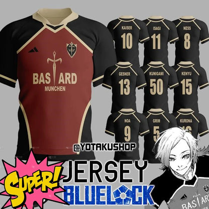 2026 Anime Blue Lock BASTARD 10 KAISER Jersey Mens Sports Tee Fashion Harajuku Manga Short Sleeve Loose Football Jersey Y2k Tops