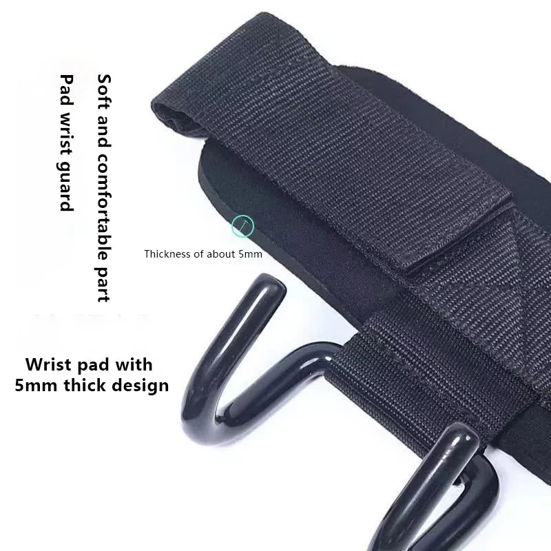 2PCS Weight Lifting Hook Grips With Wrist Wraps Hand-Bar Wrist Strap Gym Fitness Hook Weight Strap Pull-Ups Power Lifting Gloves