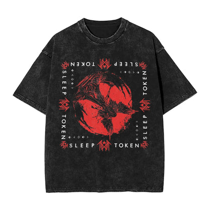 Sleep Rock Music Tokensd Even In Arcadia T Shirt Hip Washed Short Sleeve High Street T-Shirt Fashion for Men Women Streetwear
