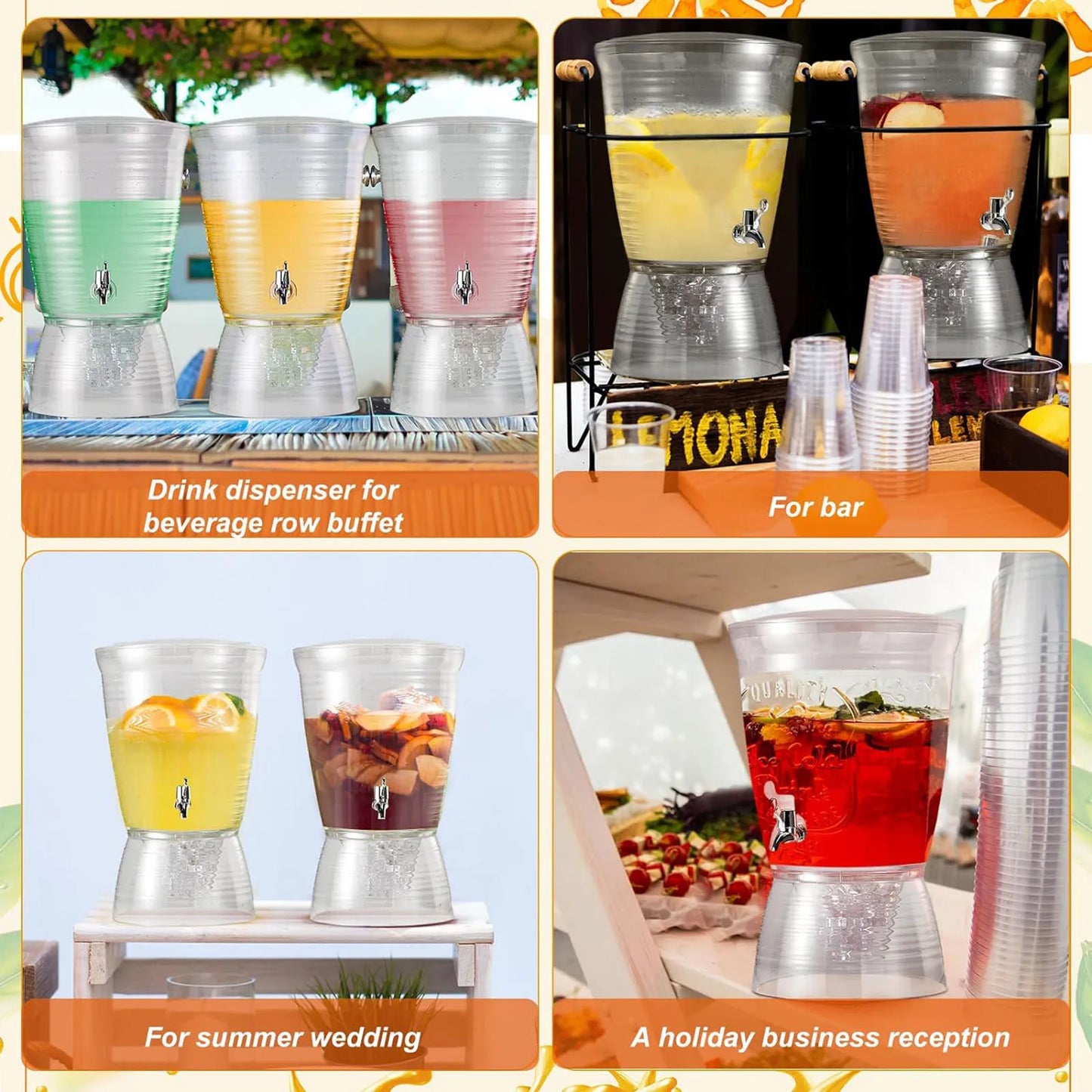 10L Iced Juice Container Large Capacity Lemon Beverage Cold Water Kettle Summer Beer Dispenser for Home Kitchen Bar Party KTV