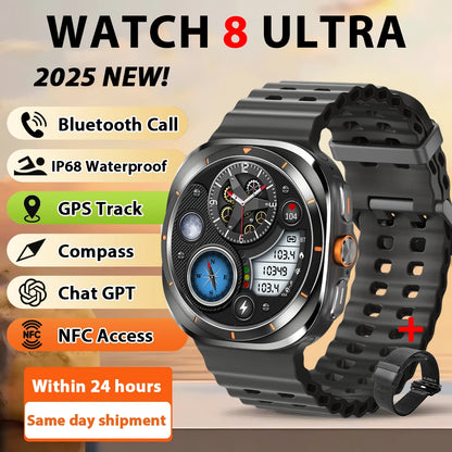 Smart Watch 8 Ultra New Color Matching GPS Compass Smartwatch Bluetooth call NFC IP68 Waterproof Health monitoring Reduction100%