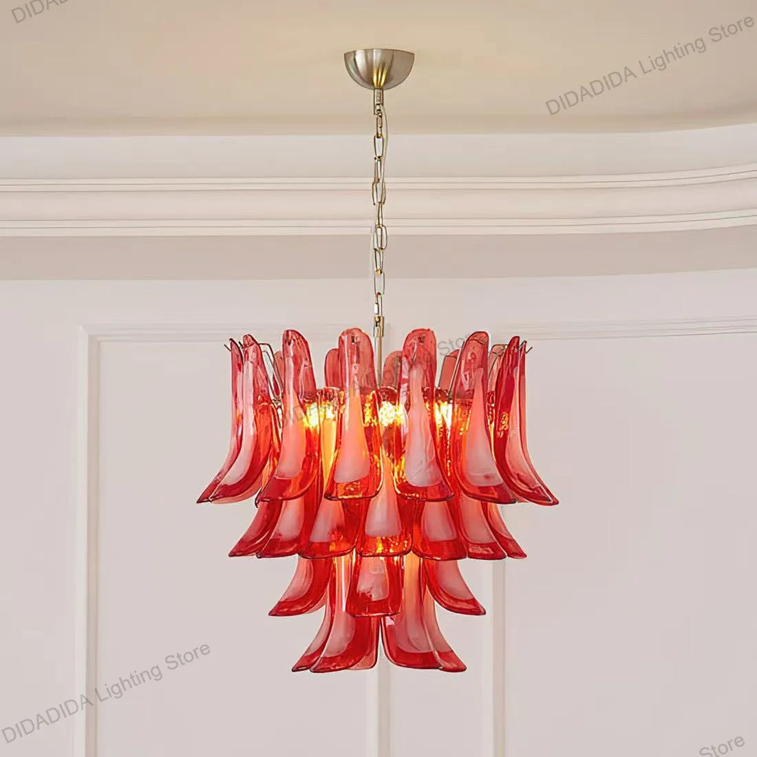 French Country Murano Horseshoe Glass Lustre Pendant Lamp Handmade Glazed Multicolor Customizable Brass Silver