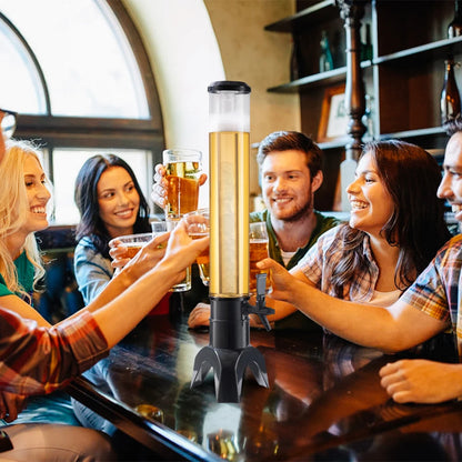 3L Beer Dispenser Beer Tower with Spigot & Ice Tube Beverage Dispenser Transparent Drink Dispenser Bar Accessories