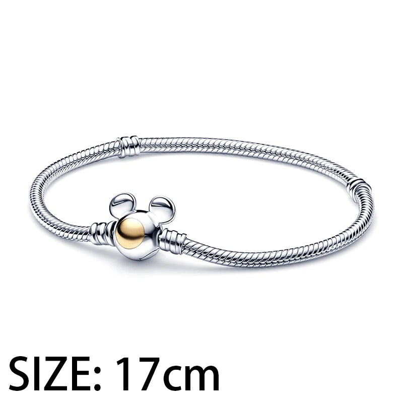 Disney Plata De Ley 925 Silver Charm Monster Activity Flowers Pendant Beads Original Women Bracelets Bangles DIY Jewelry Gift