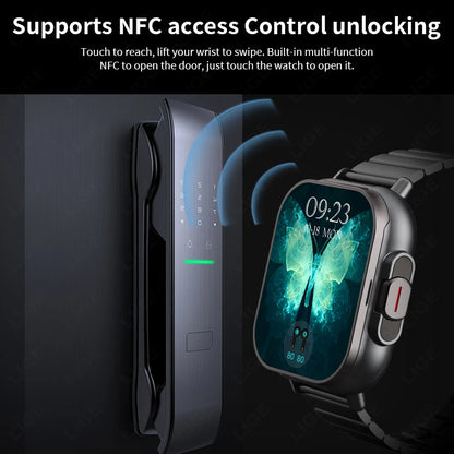 NFC Smart Watch TWS 2-in-1 Headset Bluetooth Call Heart Rate Blood Pressure Health Monitoring Headphones Play Music Smartwatch