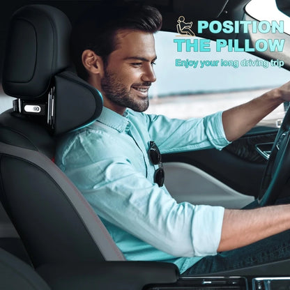 Adjustable Car Headrest Pillow Multi-use Car Neck Pillow for Driving Seat Head Support with Hidden Hook and Tablet Phone Holder