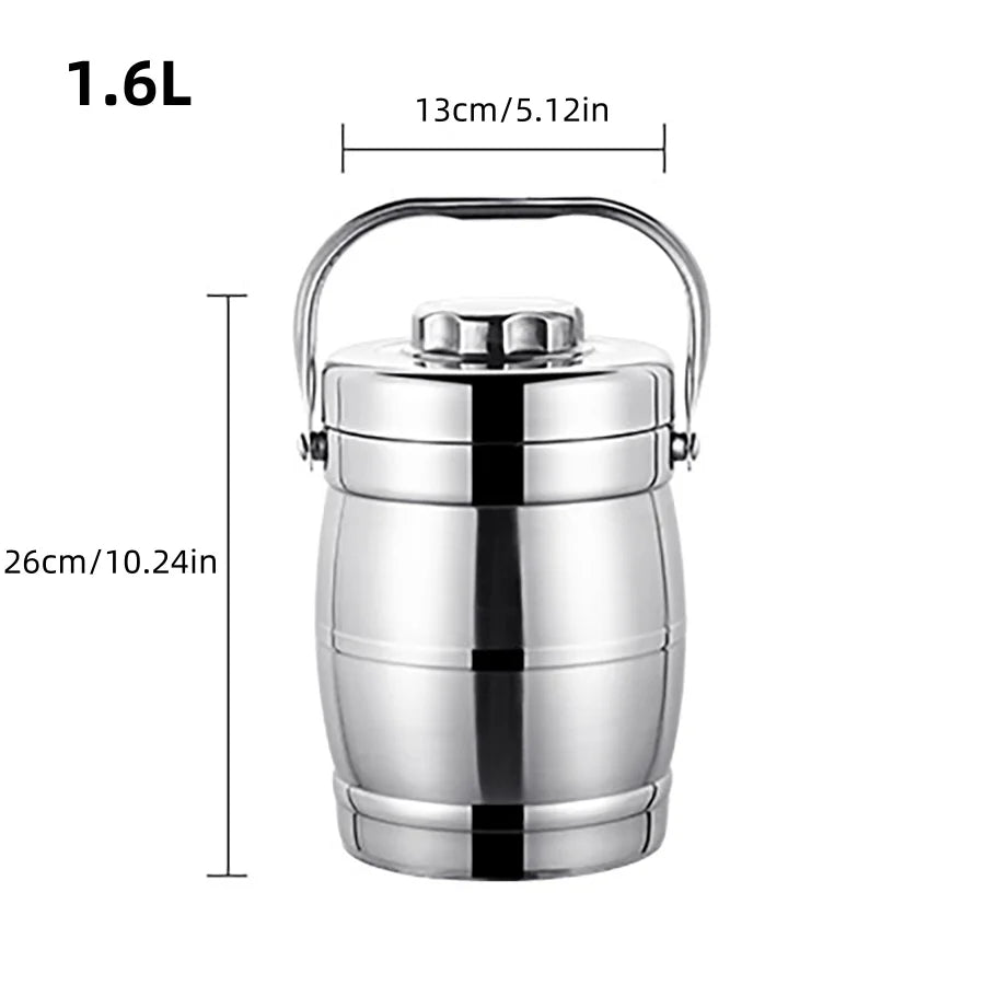 Stainless Steel Insulation Barrel Portable Insulated Lunch Box Drum Shape 3 Layer Round Lunch Box Stainless steel thermal Pot