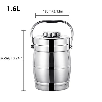 Stainless Steel Insulation Barrel Portable Insulated Lunch Box Drum Shape 3 Layer Round Lunch Box Stainless steel thermal Pot