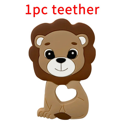 1/3/10pcs Lion Baby Silicone Teether Beads Toy DIY Pacifier Chain Necklaces Pendant Bite Chew Rodent For Teething Kids Toys