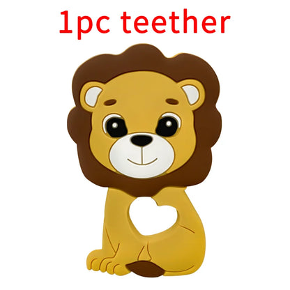 1/3/10pcs Lion Baby Silicone Teether Beads Toy DIY Pacifier Chain Necklaces Pendant Bite Chew Rodent For Teething Kids Toys