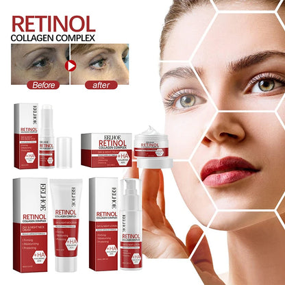 Retinol Collagen Remove Wrinkle Face Set Firming Lifting Anti-aging Serum Fade Fine Lines Eye Stick Improve Puffiness Skin Care