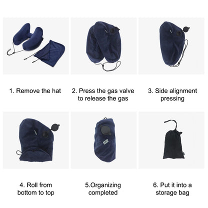Portable U-Shaped Pillow H-Shaped Inflatable Pillow Travel Neck Pillow Inflatable Neck Pillow With hood Car Neck Rest Cushion