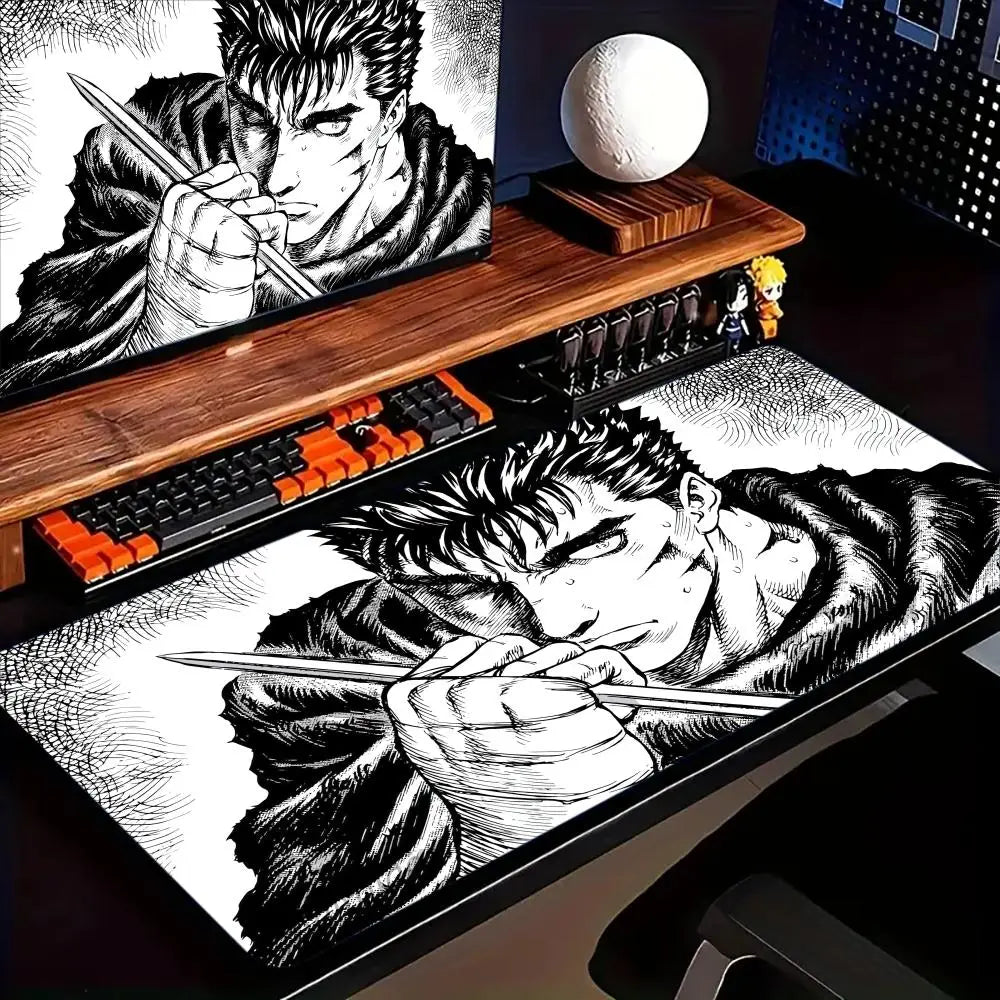 Berserk Guts Anime Mouse Pad Large Computer Office Game Table Mats XXL Rubber Anti-slip Gaming Keyboard Mousepads Long Desk Pads