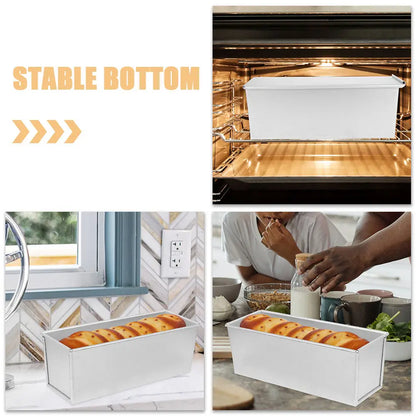 Loaf Pan with Slide Cover Non-Stick Aluminum Alloy Bread Mold for Toast Baking Household Loaf Tin Reusable Metal Baking Pan
