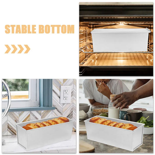 Loaf Pan with Slide Cover Non-Stick Aluminum Alloy Bread Mold for Toast Baking Household Loaf Tin Reusable Metal Baking Pan