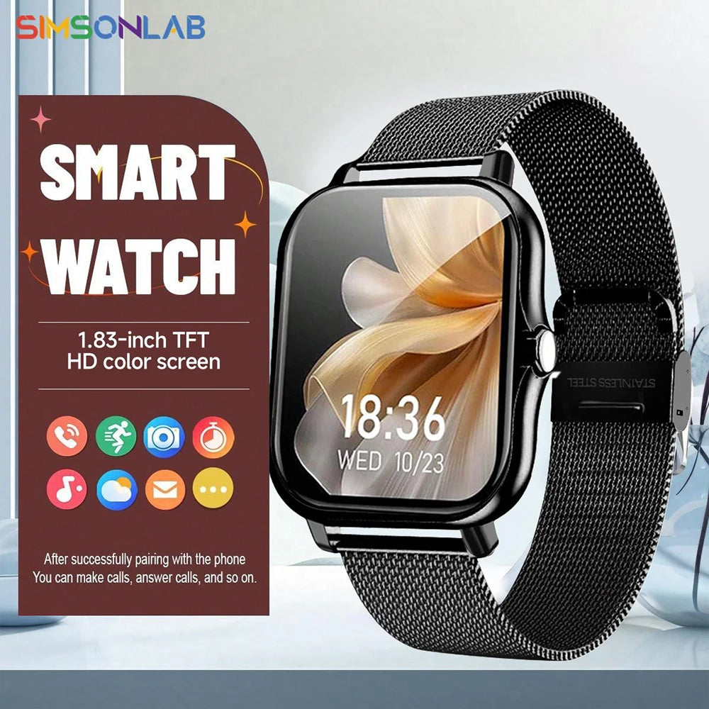 New Smartwatch 1.83'' HD Screen BT Call Health&Sleep Monitoring Kids Smart Watch Waterproof Fashoin Sport Bracelet For Women Men