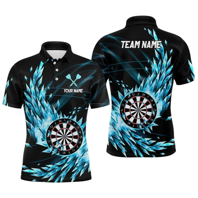 Cool 3D Personalized Orange Darts Board Flame Men Dart Polo Shirt Custom Team League Dart Jerseys Uniform Gift For Darts Lovers