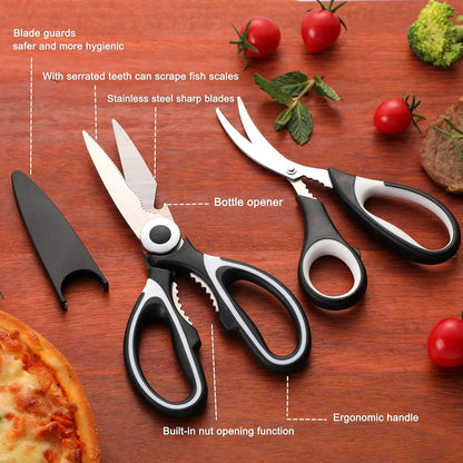 Kitchen Scissors All Purpose 3 Pack kitchen gadgets utensils Stainless Steel Cooking Shears for Cutting Meat Food Fish Poultry