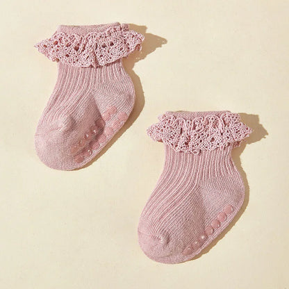 2024 New Autumn 6 Pairs a Lot Infant Girls Cute Glue Dispensing Walking Socks Baby Floor Socks 0-3Y